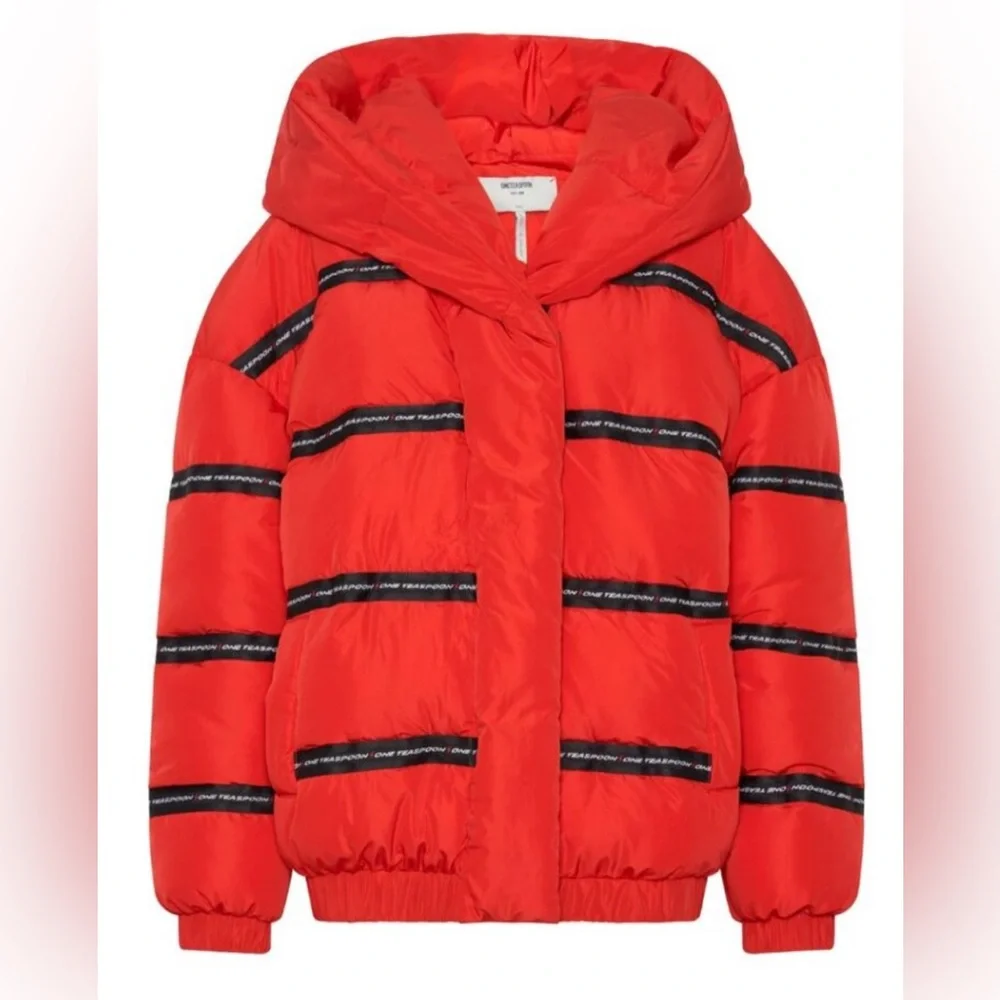 One Teaspoon Addicted Puffa Jacket Hooded Red NWT Size XS - Picture 10 of 11